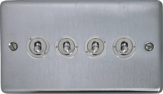 Contour Satin Chrome 4 Gang Toggle (Brushed Steel Toggle)