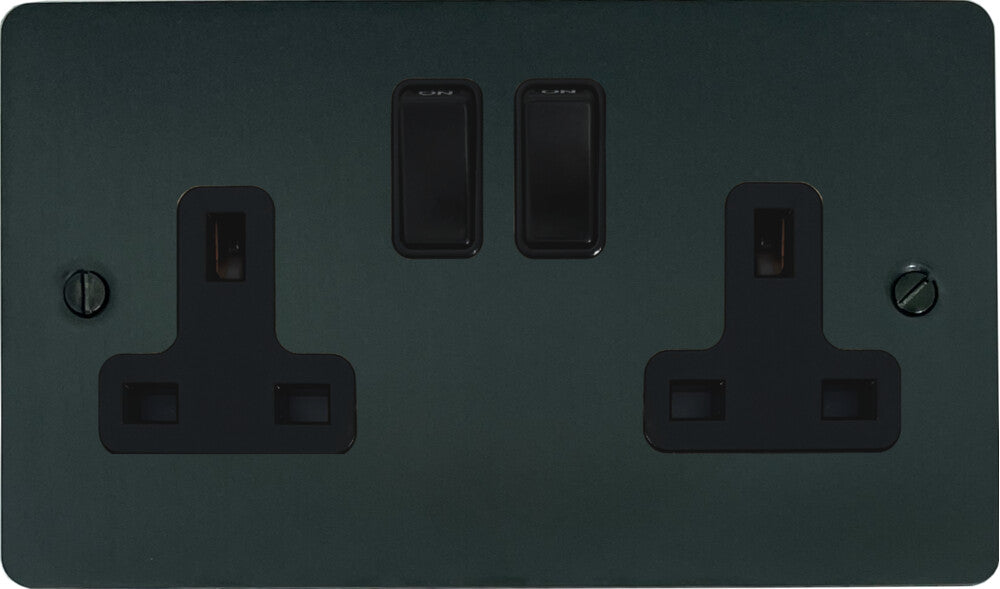 Flat  Black Bronze  2 Gang Socket
