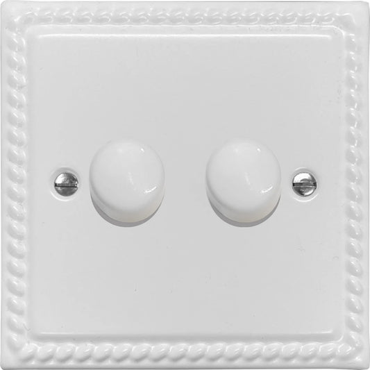 Georgian Flat White 2 Gang Dimmer LED