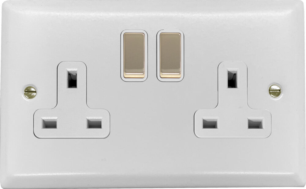 Spectrum  Flat White  2 Gang Socket