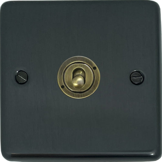 Contour Black Bronze 1 Gang Toggle Switch (Antique Brass Toggle)