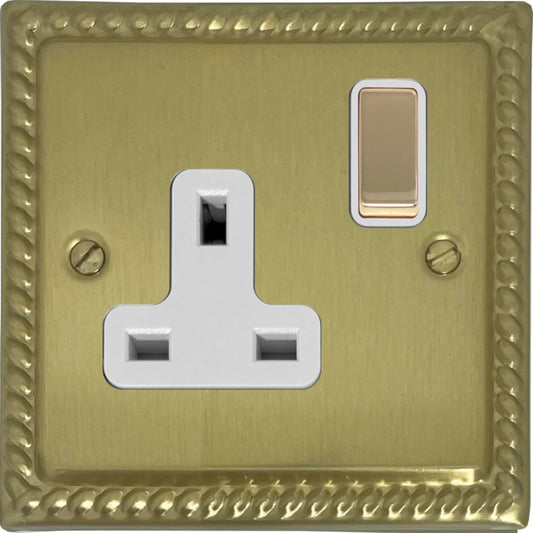 Georgian Satin Brass 1 Gang Socket