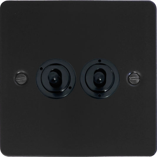 Flat Black 2 Gang Toggle Switch (Flat Black Toggle)