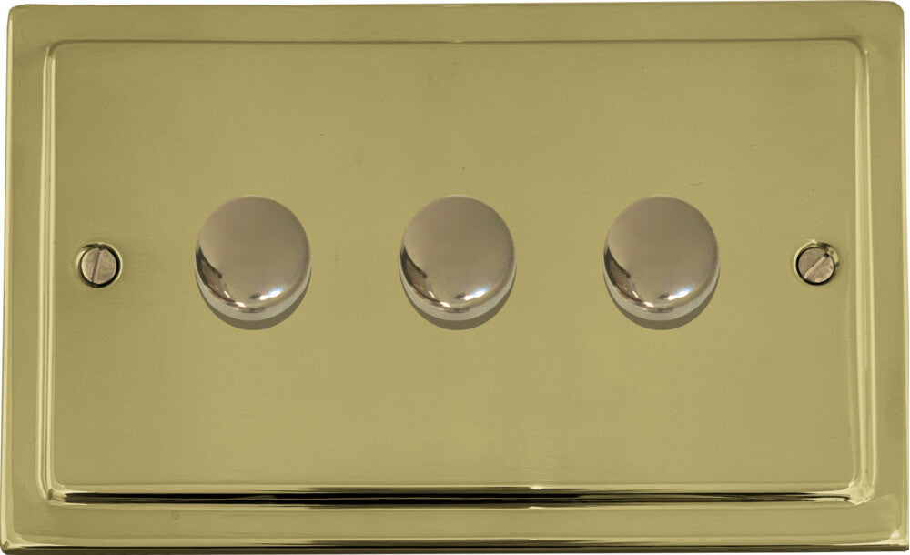 Victorian Polished Brass 3 Gang Dimmer LED
