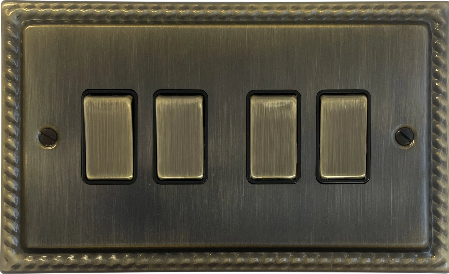 Georgian Antique Brass 4 Gang Switch (Brass Switches)