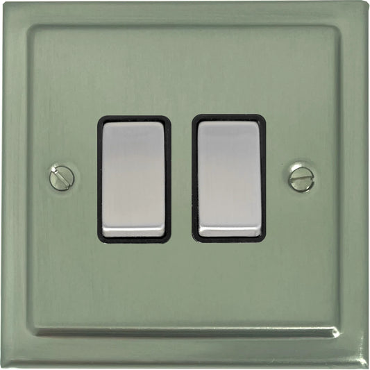 Victorian Satin Nickel 2 Gang Switch