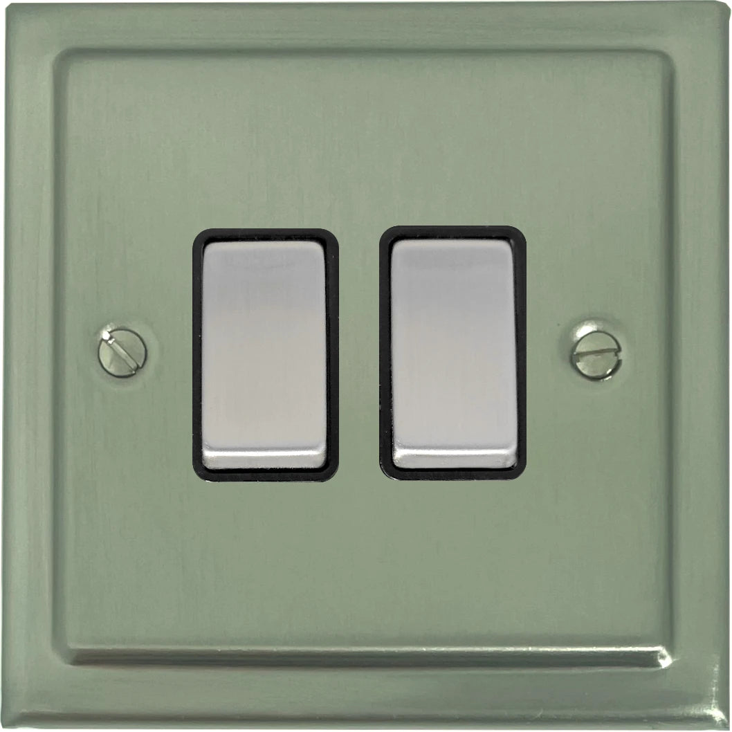 Victorian Satin Nickel 2 Gang Switch