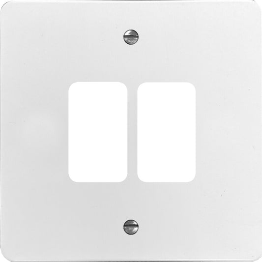 Flat White 2 Gang Grid Plate