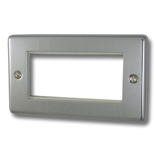 Contour Polished Chrome 2 Gang 4 Mod Plate & Frame