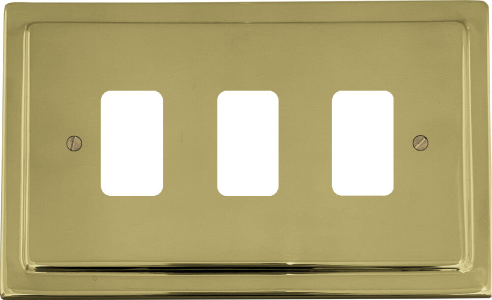 Victorian Polished Brass 3 Gang Grid Plate