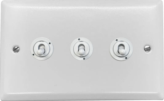 Spectrum Flat White 3 Gang Toggle (White Toggle)