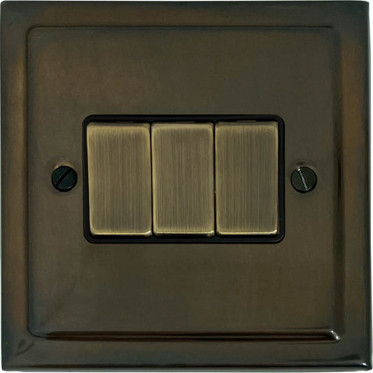 Victorian Medium Bronze 3 Gang Switch