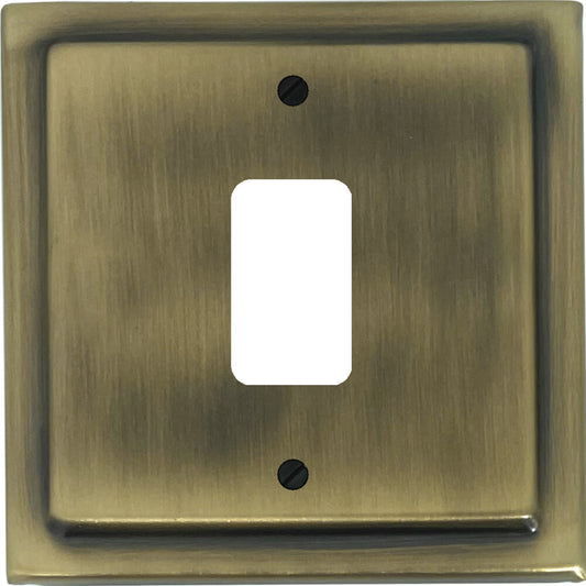 Victorian Light Antique Brass 1 Gang Grid Plate