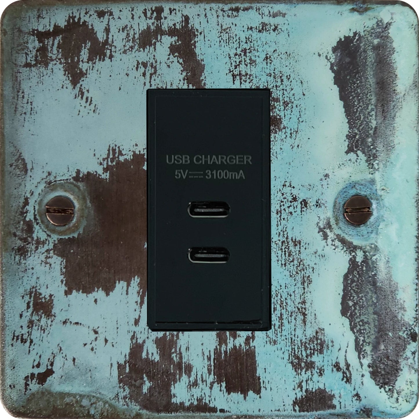 Flat Verdigris 1 Gang  2 x USB-C