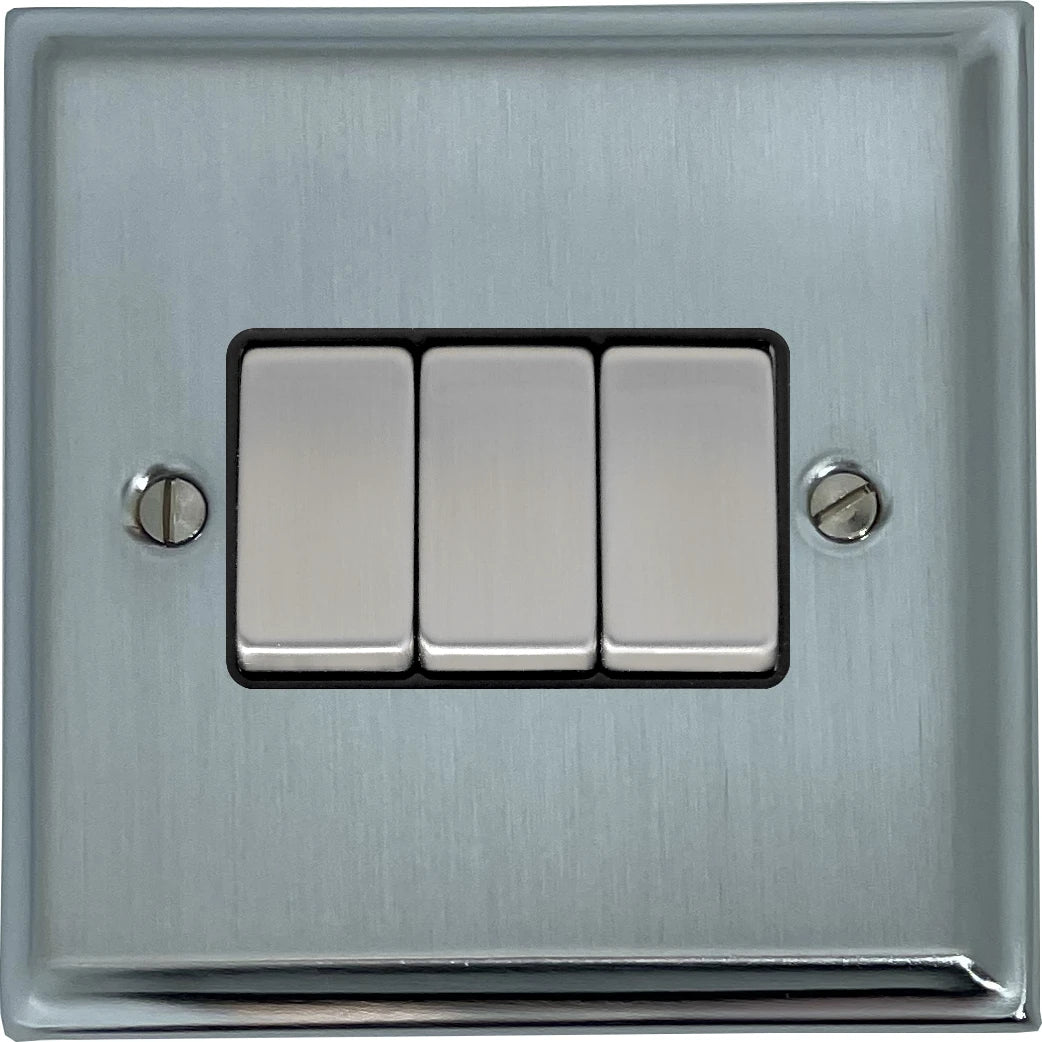 Deco Satin Chrome 3 Gang 2 Way Switch