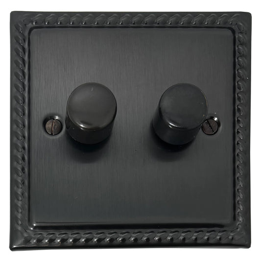 Monarch Black Bronze 2 Gang LED Dimmer (Black Bronze Caps)
