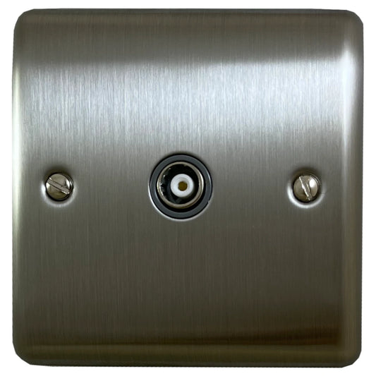 Basics Brushed Steel 1 Gang TV Point