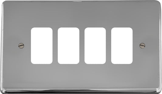 Contour Polished Chrome 4 Gang Grid Plate