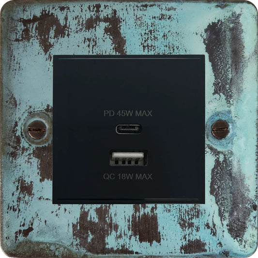 Flat Verdigris 45W Quick Charge USB Module