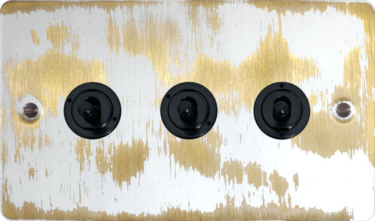 Flat Dover Bronze 3 Gang Toggle (Antique Brass Toggle)
