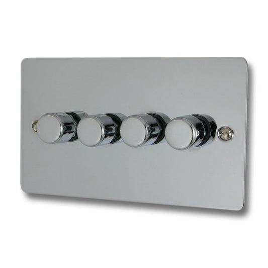 Flat Polished Chrome 4 Gang LED Dimmer