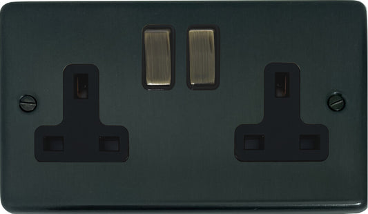Contour Black Bronze 2 Gang Socket(Antique Brass switch)