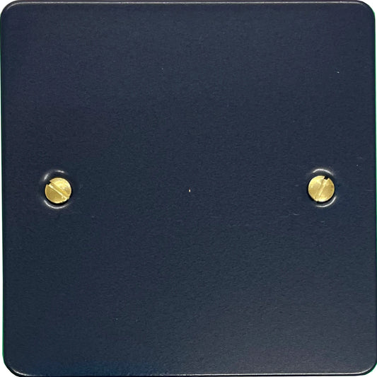 Flat Blue 20 Amp DP Switch and Neon (Polished Brass Switch/Black Insert)