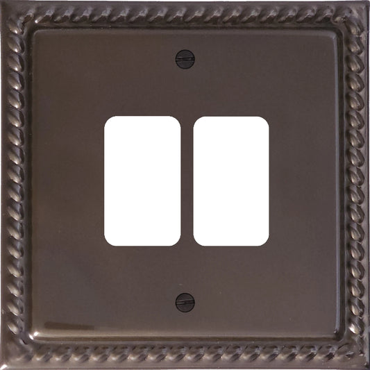 Georgian Medium Bronze 2 Gang Grid Plate