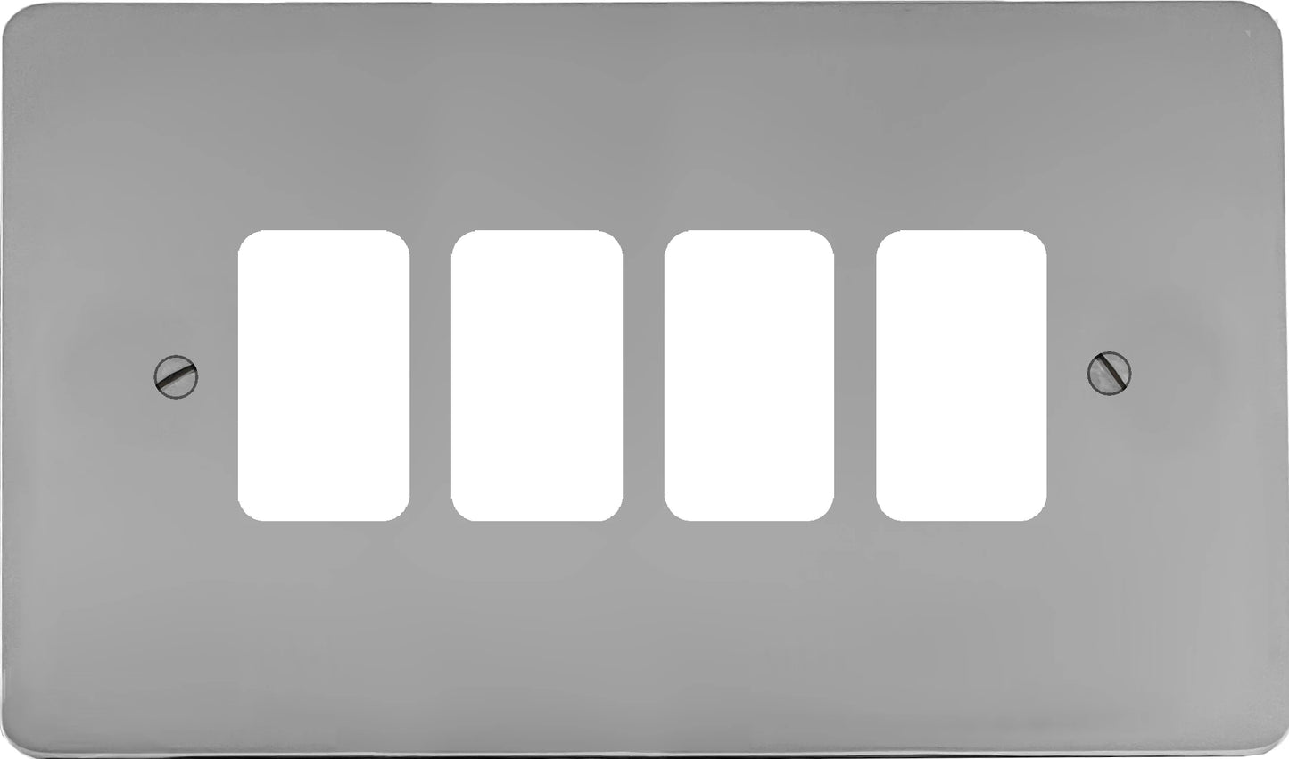 Flat Polished Chrome 4 Gang Grid Plate