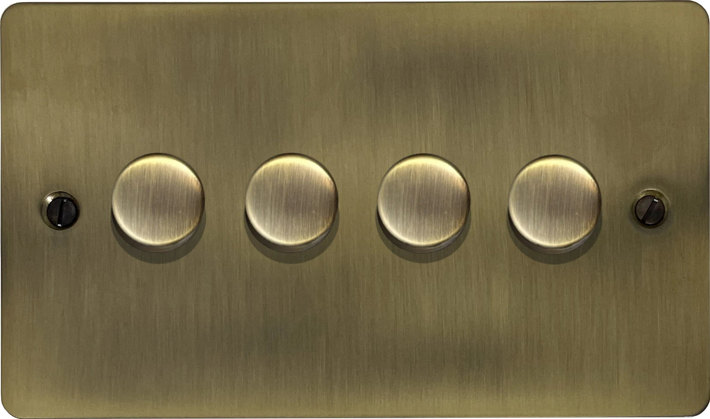 Flat Light Antique Brass 4 Gang Dimmer LED