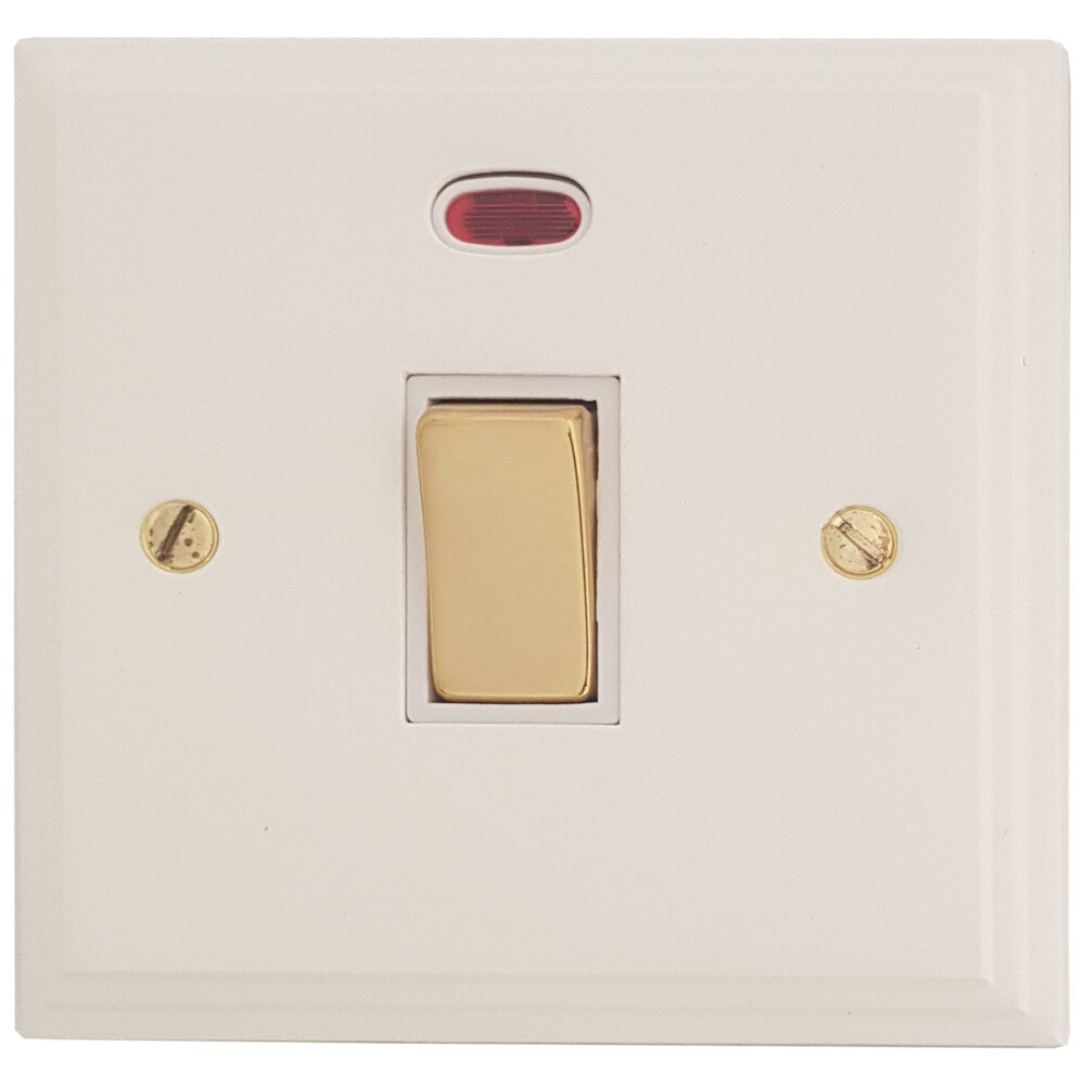 Victorian Flat White 20A Dp Switch + Neon