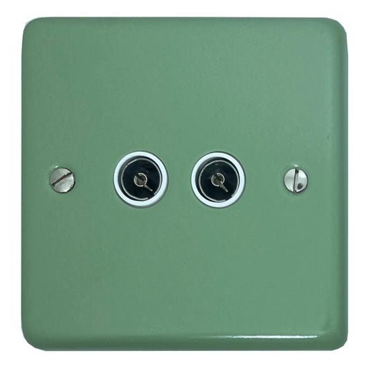 Classic Sage Green 2 Gang TV Socket (White Insert)