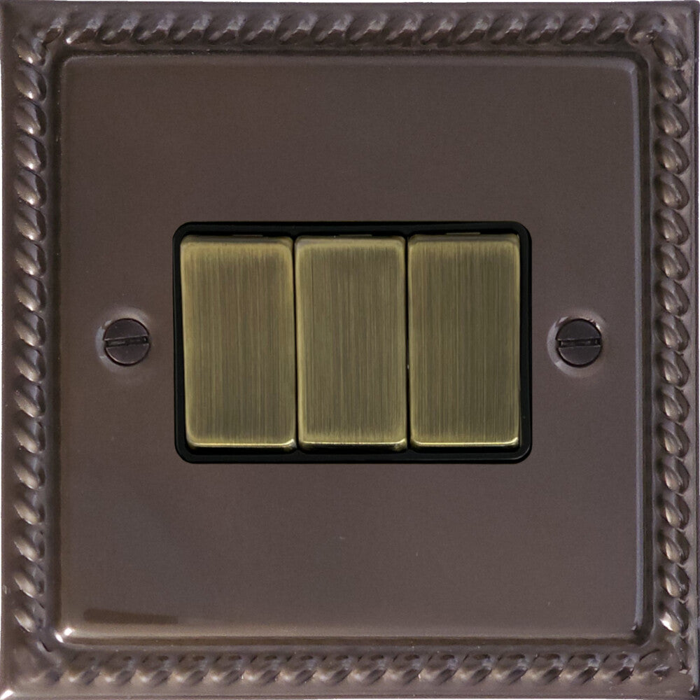 Georgian Medium Bronze 3 Gang Switch