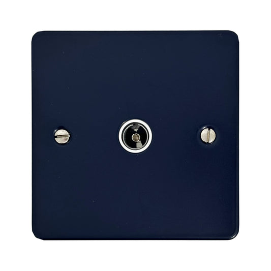 Flat Blue 1 Gang Coax Point (White Insert)