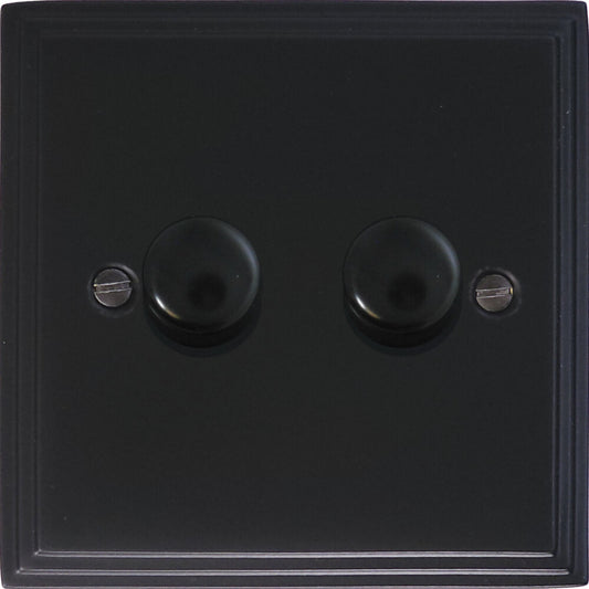 Victorian Flat Black 2 Gang LED Dimmer
