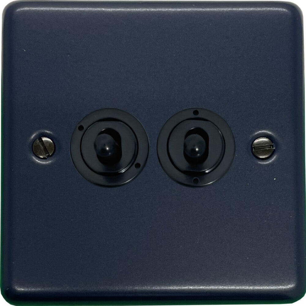 Contour Blue 2 Gang Toggle Switch (Flack Black Toggle)