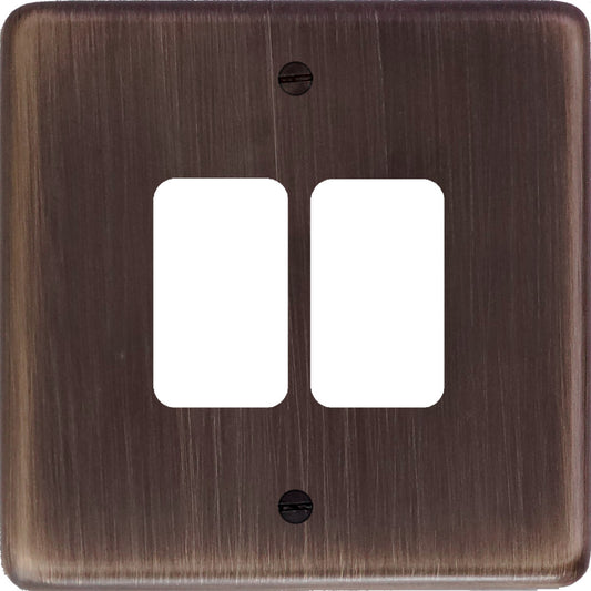 Contour Antique Copper 2 Gang Grid Plate