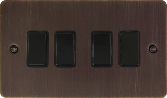 Flat Antique Copper 4 Gang 2 Way Switch