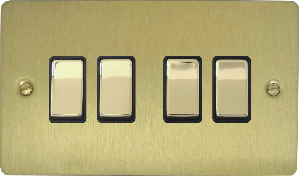 Flat Satin Brass 4 Gang Switch