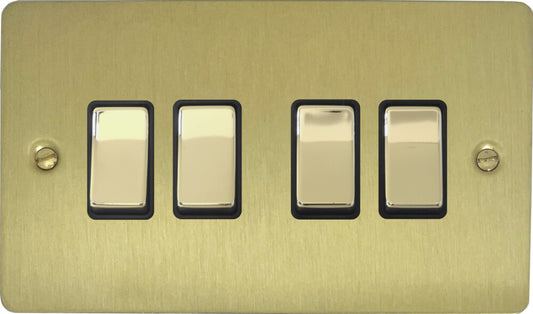 Flat Satin Brass 4 Gang Switch