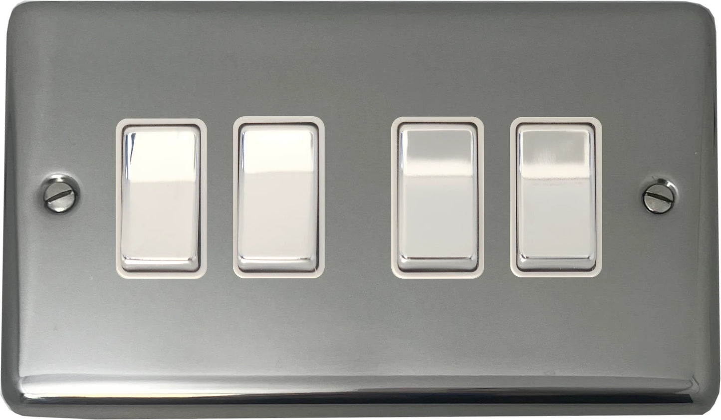 Contour Polished Steel 4 Gang 2 Way Switch