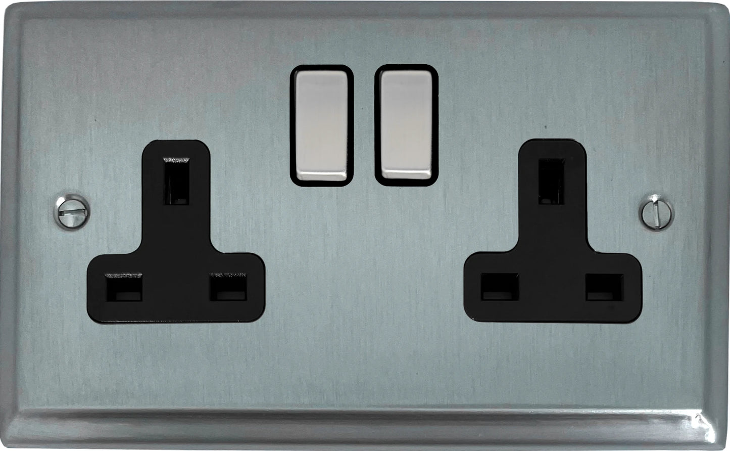 Deco  Satin Chrome 2 Gang Socket
