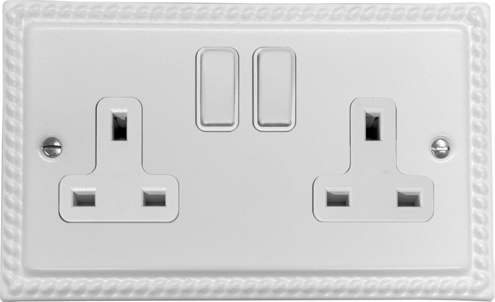 Georgian Flat White  2 Gang Socket