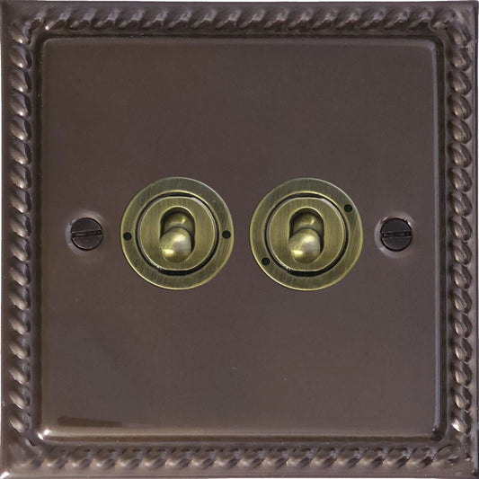 Georgian Medium Bronze 2 Gang 2 Way Toggle
