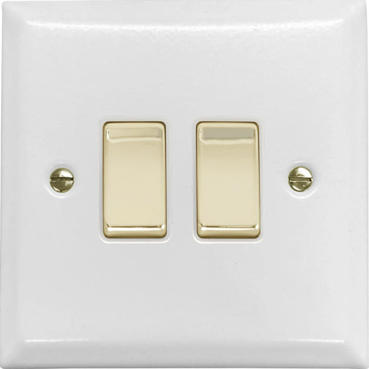 Spectrum Flat White 2 Gang 2 Way Switch