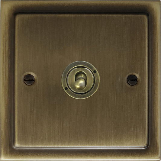 Victorian Antique Brass 1 Gang Toggle Switch