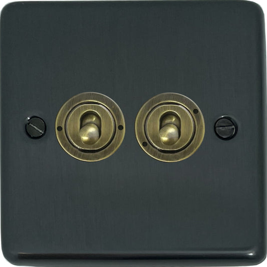Contour Black Bronze 2 Gang 2 Way Toggle