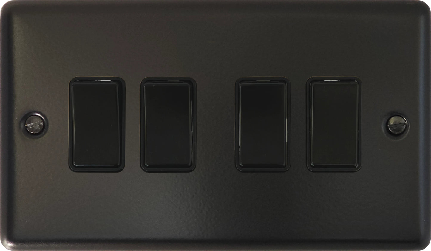 Contour Flat Black 4 Gang Switch (Black Switches)