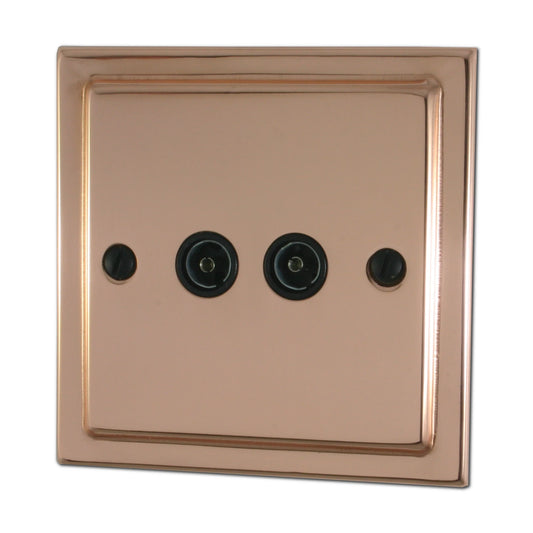 Victorian Polished Copper 2 Gang Coax Point