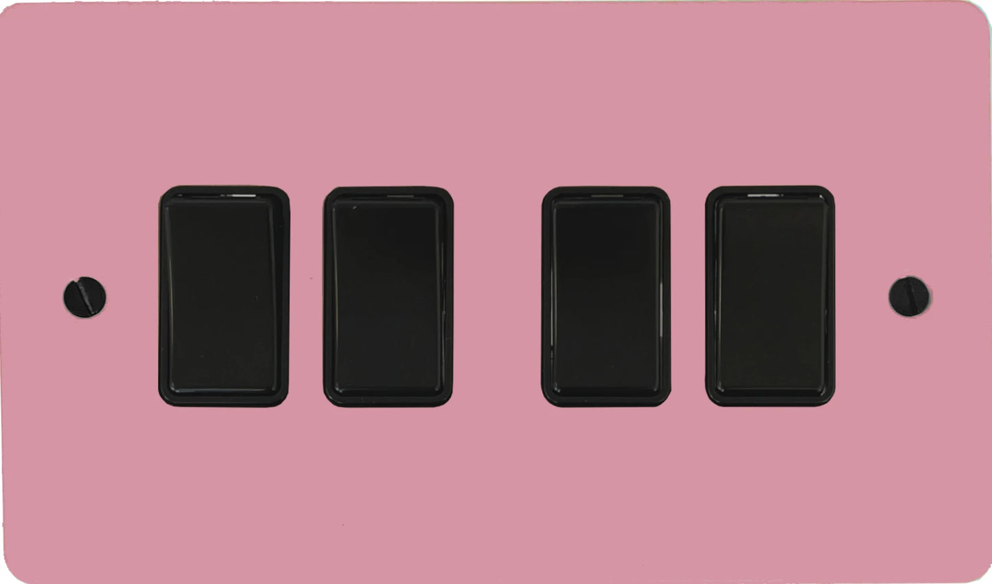 Flat Gloss Pink 4 Gang Switch (Black Switches)